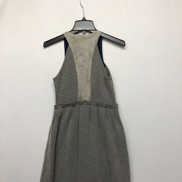 Joy Cioci Women Sleeveless Taylor Dress Merino Wool Leather Size 6 Gray B209 -27 - Picture 12 of 13